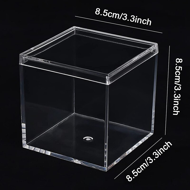 Clear Plastic 4 Pack Plastic Square Cube Containers With Lid Storage Box For Candy Pill And Tiny Jewelry