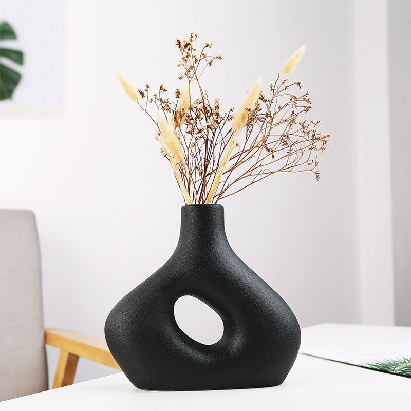 Nordisk keramik vase frostet blomsterbeholder moderne kunst stue boligindretning kontor interiør haveindretning tilbehør