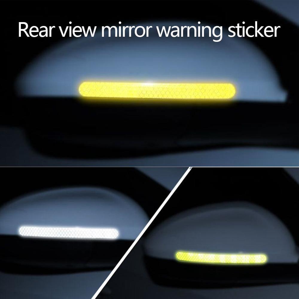 6Pcs Reflectante Auto Stickers Reflector Achteruitkijkspiegel Reflecterende Tape Auto Accessoires Exterieur Reflex Tape Reflecterende Strip