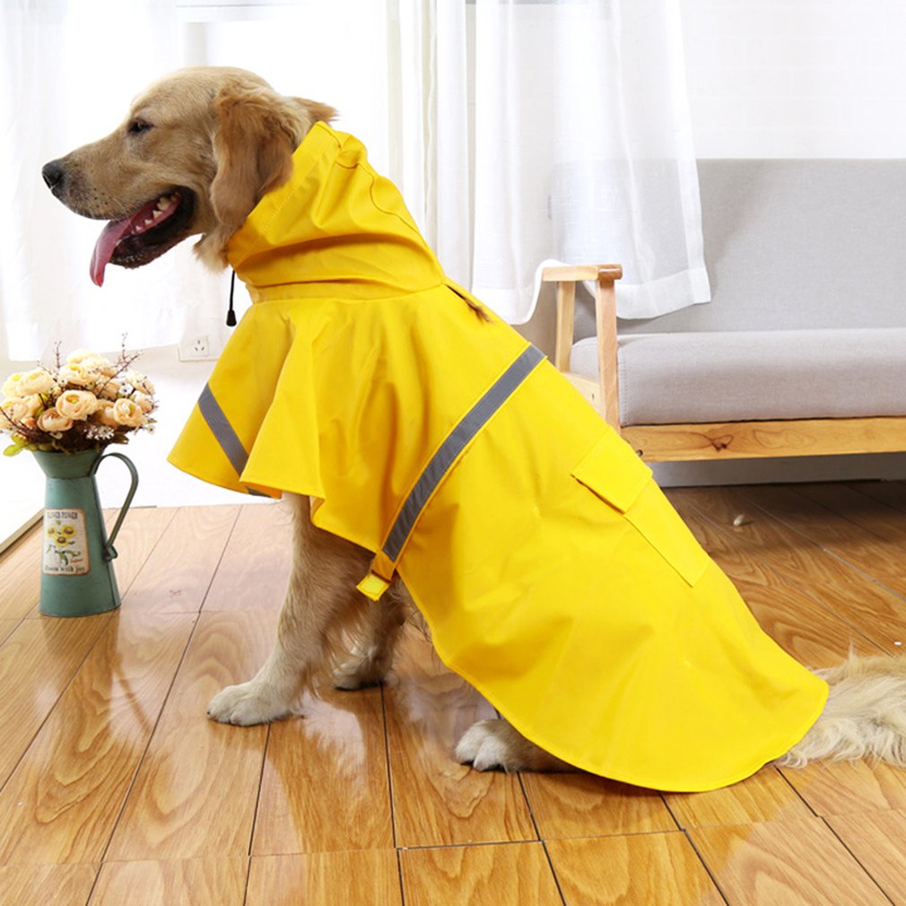 Vandtæt hundetøj letvægts regnjakke poncho med reflekterende strimmel regnfrakke til hunde i stort format sne forsvar: Xl