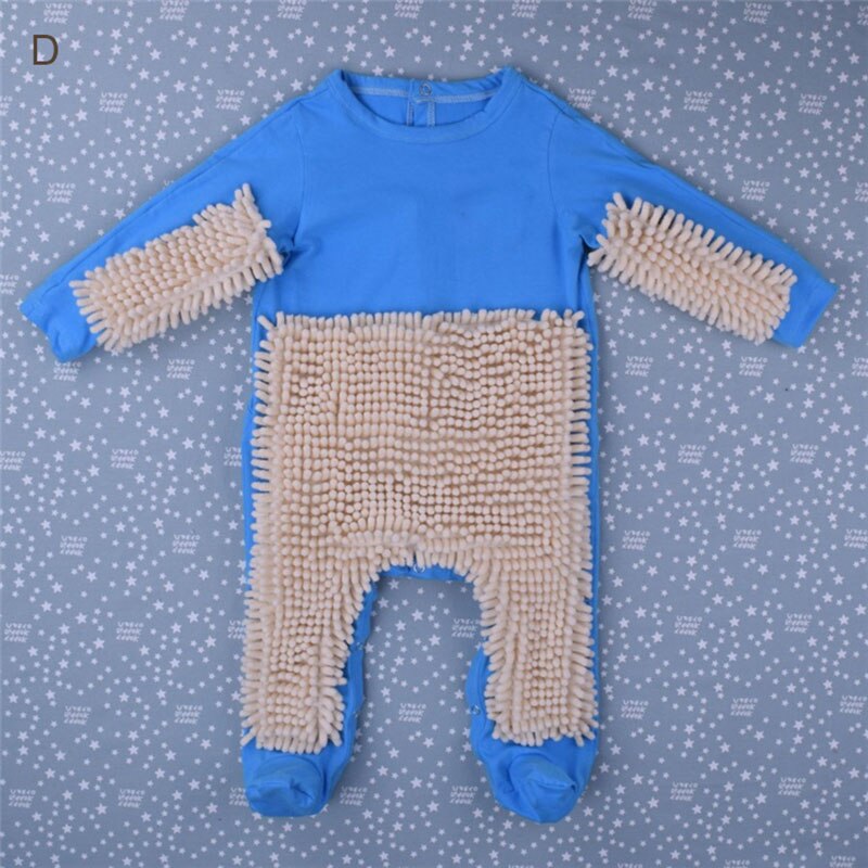 Pelele de mopa para bebé, traje Unisex para niño y niña, pulidor de suelo, mopa, traje de otoño e invierno: D / 18 meses