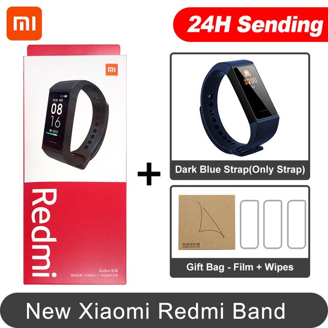 In Magazzino Xiaomi Redmi Band Smart Wristband Fitness Del Braccialetto Più Viso 1.08 "Touch Screen a Colori 14 giorni 2020 redmi banda intelligente: Add Dark Blue N3Film