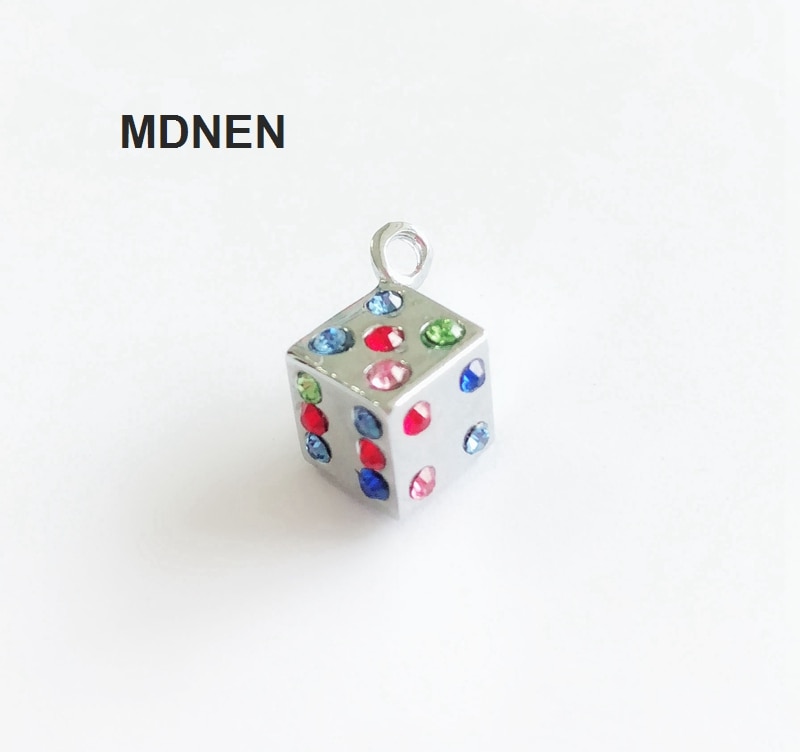 5pcs DIY accessory zinc alloy Colorful Rhinestone Dice Hang Pendant, Hang Charm Fit Diy Phone Strips