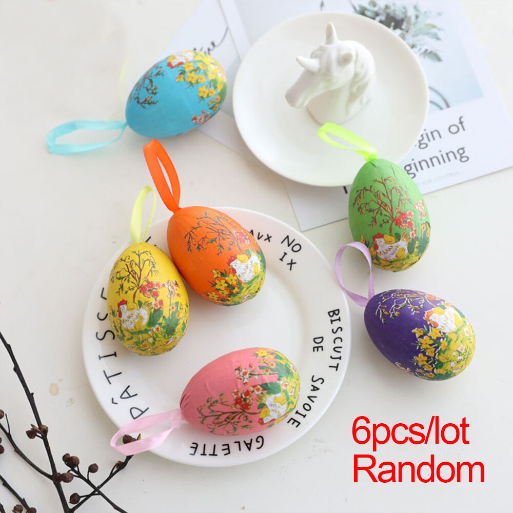 9PCS/Set Easter Cloth Egg Decoration Hanging Ornaments Easter Egg Toy Home Decor Party Ornaments: 6pcs random