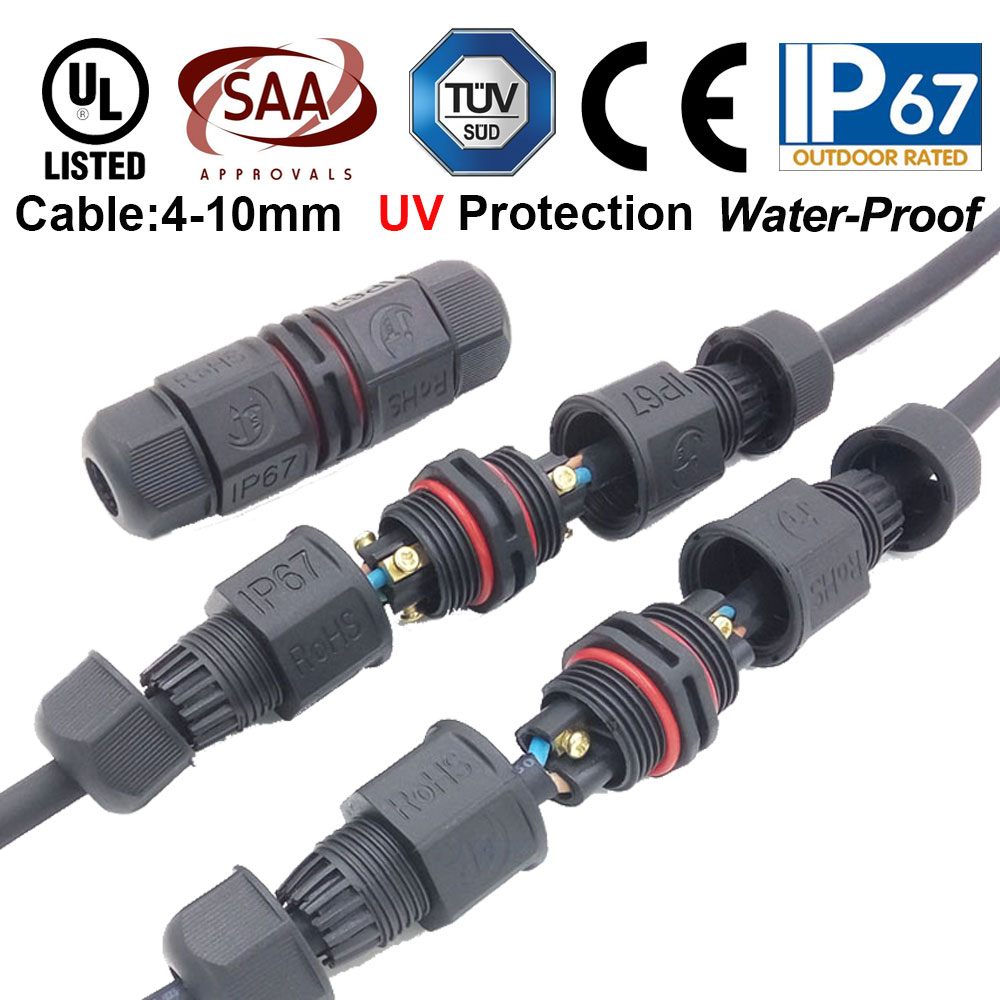 IP67 Waterproof Connector 2 Pin 3 Pin Electrical Terminal Wire Adapter Connector Screw and Soldering Pin connector for LED Light