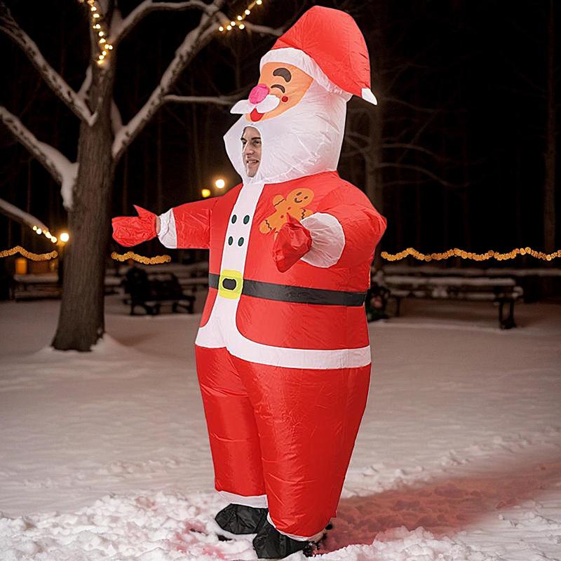 Christmas Inflatable Suit Santa Claus Adult Costume Unisex Christmas Costume Funny Props Blow Up Christmas Outfit For