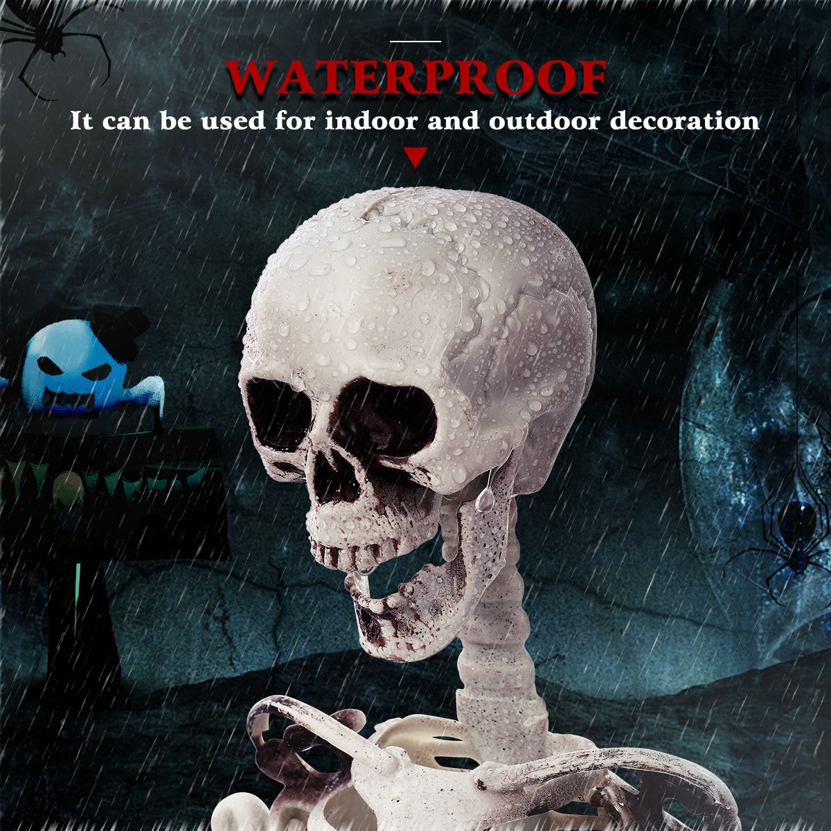 90cm halloween skelet dekorationer desktop kranie ornamenter gør-det-selv hængende pynt til hjemmet butik hjemsøgt hus dekoration