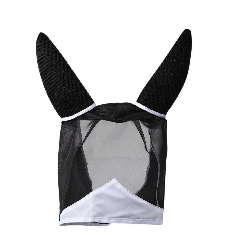 Fine Mesh Horse Mask Uv Protection Fly Mask with Ears Equine Long Nose Breathable Black: M