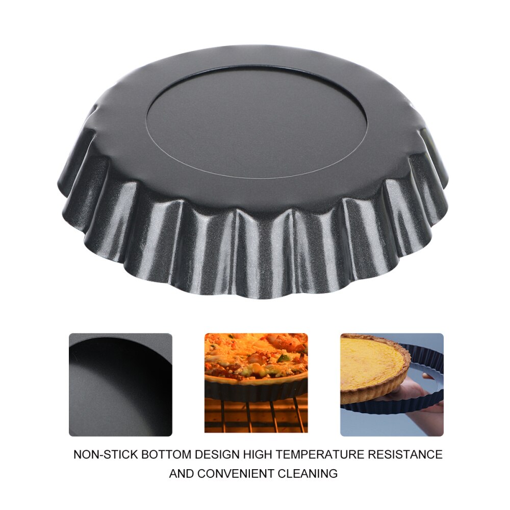 6 Stuks Ronde Chrysant Pie Pan Non-stick Bakken Taartvorm Pizza Lade Met Verwijderbare Bodem (10Cm 0.4Mm)