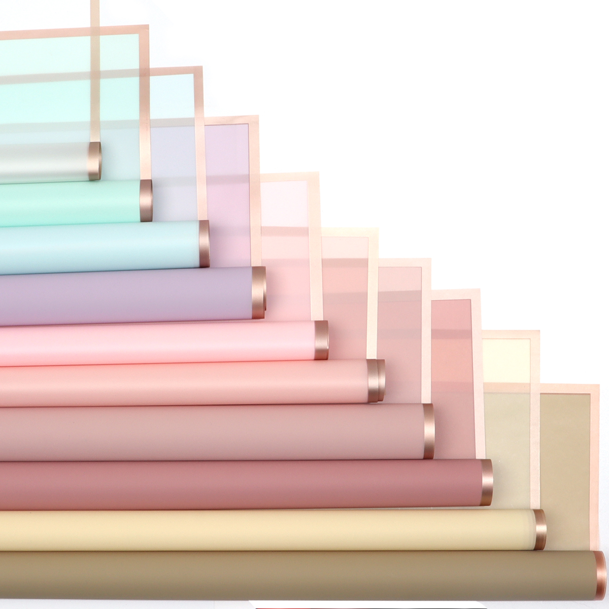 20 Stuks Plastic Boeket Inpakpapier Kleur Waterdicht Gouden Rand Jelly Film voor DIY Bloemen Party Thuis Verpakkingsbenodigdheden