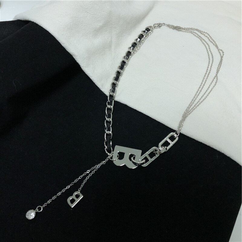 XUXI-Colgante con letras para mujer, cadena trenzada, collar, cadena para clavícula, S039: Default Title