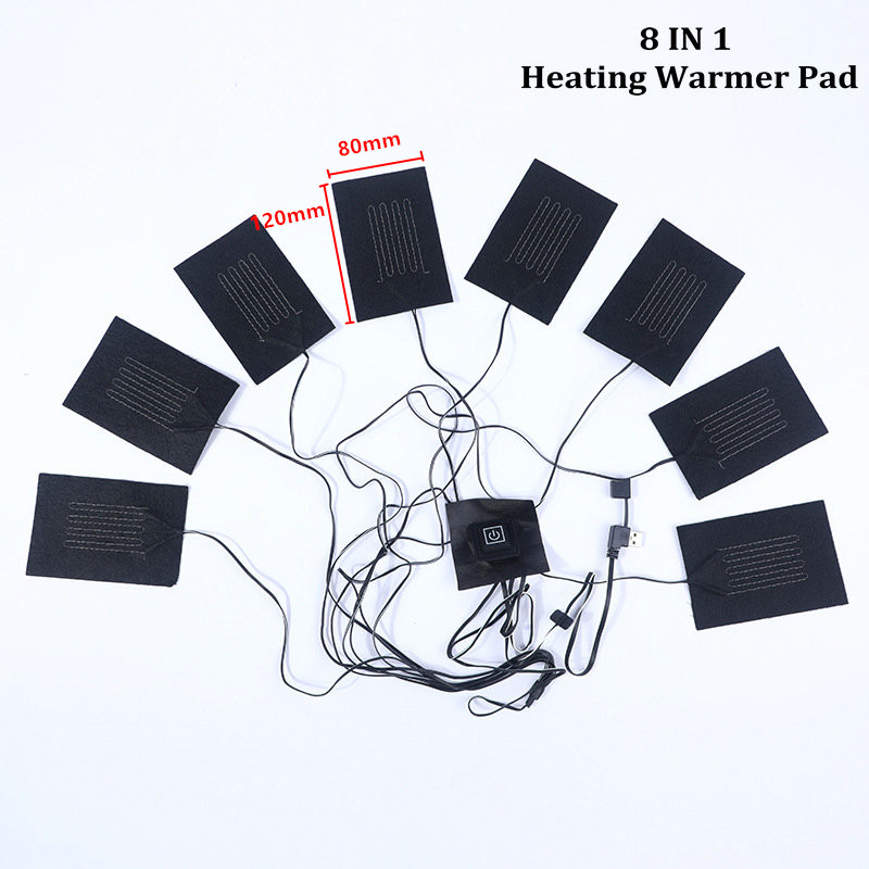 Usb-kledingverwarmingsmat met 3 instelbare temperatuurstanden, elektrische verwarmingsmat, verwarmingskussen voor vesten en jassen: Rood