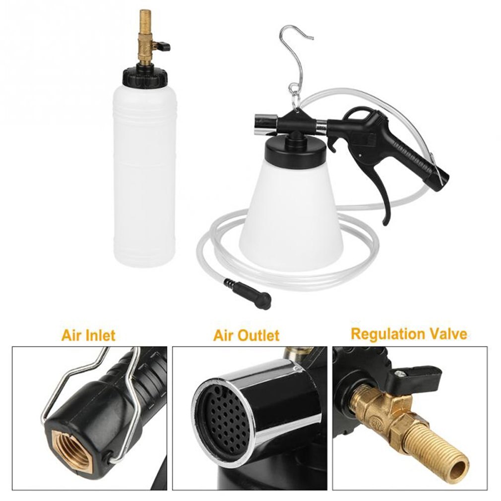 Pneumatic Air Brake Bleeder Kit Plastic Clutch Vacuum Bleeding Extractor Fluid Fill Change Machine Double Pot 10 Pieces Set