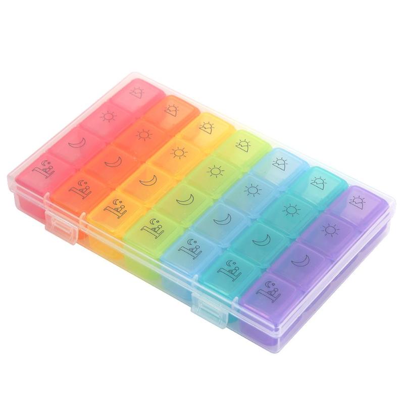Mini Pillendoosje Organizer Tablet Houder 28 Grid 7 Dagen Wekelijkse Pillendoosje Geneeskunde Opbergdoos Dispenser Pillendoosje Splitter