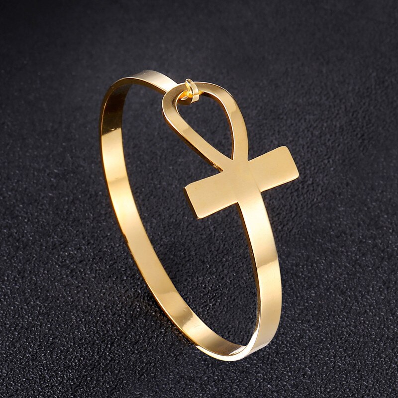 Einfache Ankh Kreuz Armbinde Für Frauen Manschette Armbänder Armreif Ägypten Religiöse Schmuck