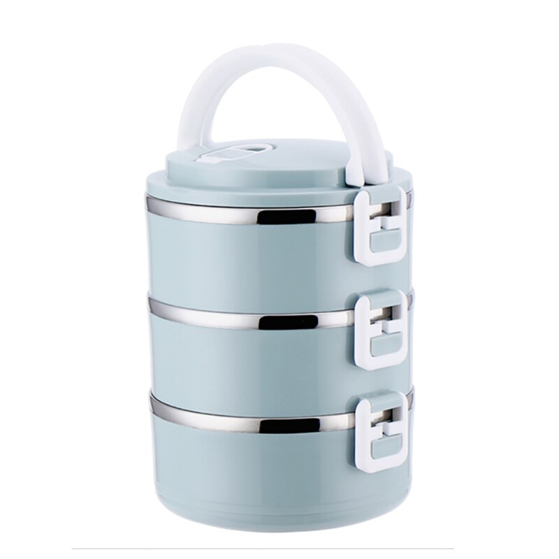 Protable Lunch Box Stainless Steel Bento Boxes Multilayer Lunch Box For Kid Office Workers Microwave Food Container Tableware: 3Layer-Blue