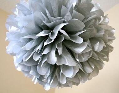 Mixed Size Gold Silver Chinese Tissue Paper Artificial Flower Balls Wedding Decoration Crafts Party Home Festive Events Supplies: Silver / 6inch 15cm