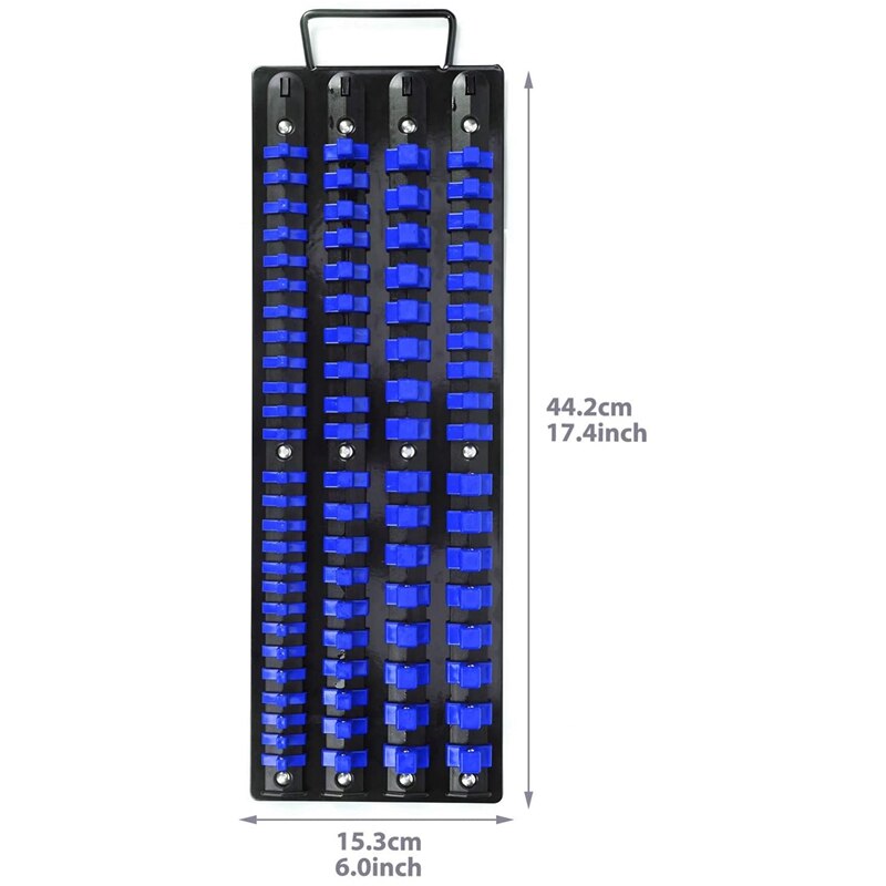1 Piece Socket Holder, Socket Organizer Tray, Can Hold 80 Sockets (26X1/4In, 30X3/8In, 24X1/2In): Blue