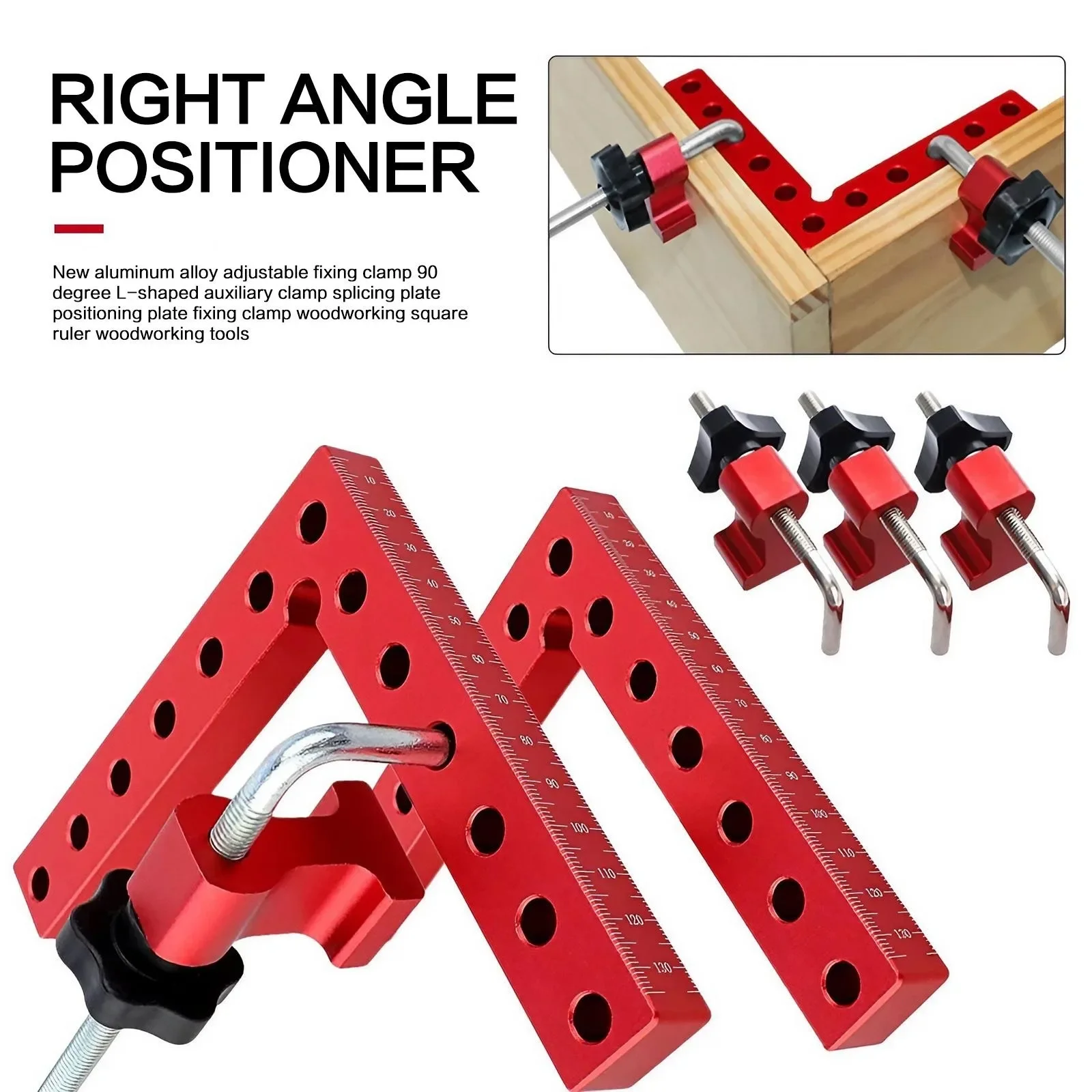 6 st höghållfasta träbearbetningsklämmor i aluminiumlegering, 90 graders rätvinkel, gör-det-själv-träskarvning, hemprojekt