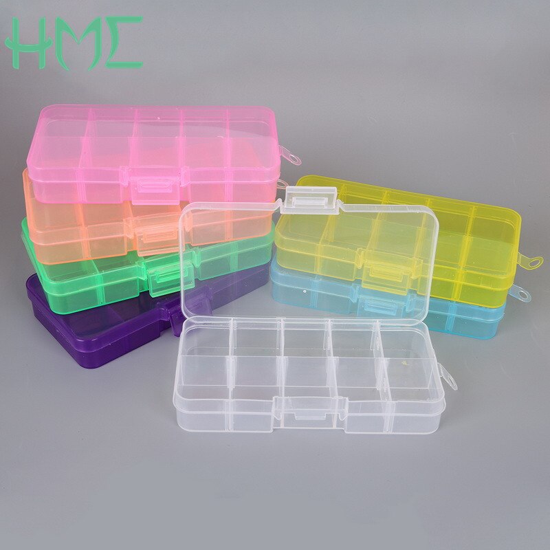 10 Zellen DIY Organizer Box 7 Farben Transparente Farbe Spaltbaren Kunststoffboxen