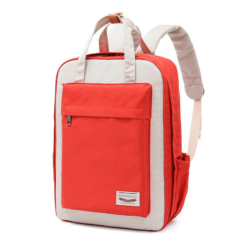 Teenage Girls School Bags Backpack School Women Patchwork Oxford Casual Preppy Style Lightweight Student Teen Bookbags: Red