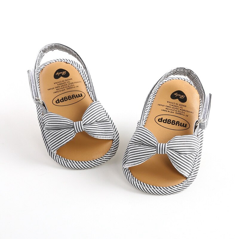 Sandalias de verano para niñas, zapatos antideslizantes transpirables a rayas con lazo bonito, sandalias para niños pequeños, zapatos de suela blanda 0-18 meses S13: B / 13-18 meses