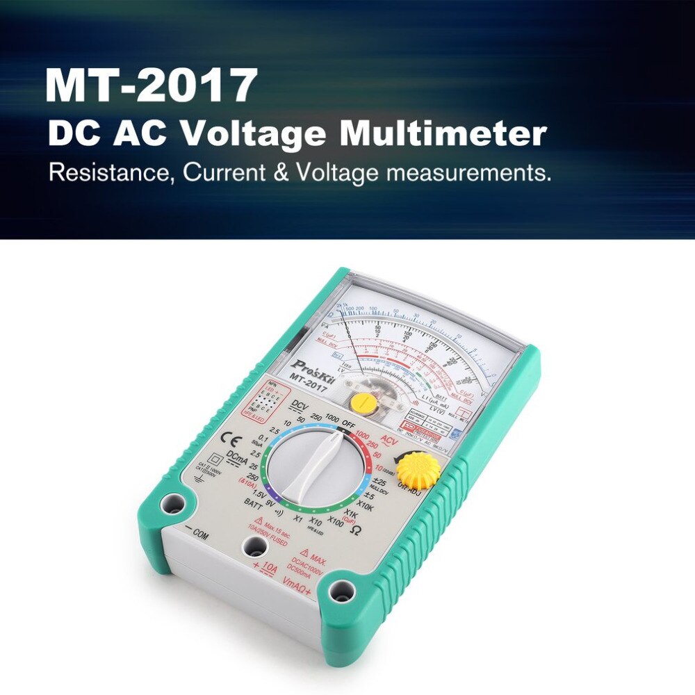 MT MT Analoge Multimeter Veiligheid Standaard Ohm Test Meter DC AC Voltage Weerstand Multimeter