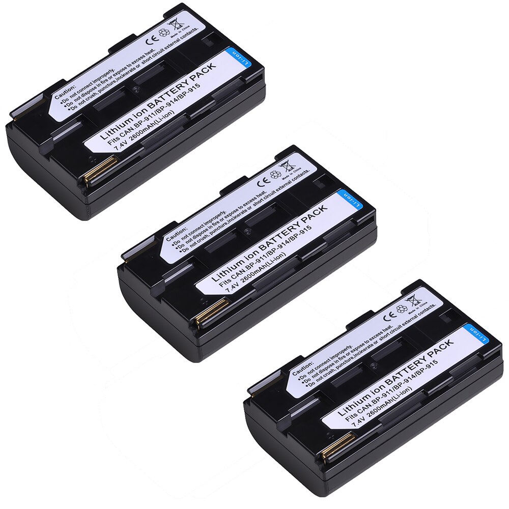 3pcs 2600mAh BP-911 BP-911K BP-914 BP-915 BP-941 927 924 Camera Li-ion Battery for Canon E1 E2 E30 ES50 ES6500V ES7000V ES8000V.