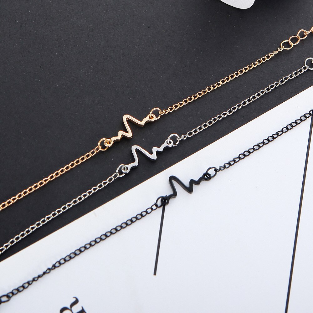 neue Koreanische Heißer Einfache Wellen EKG Herz Bewertung Blitz Charme Armbänder Für Frauen & Männer Schmuck Sommer Stil Strand