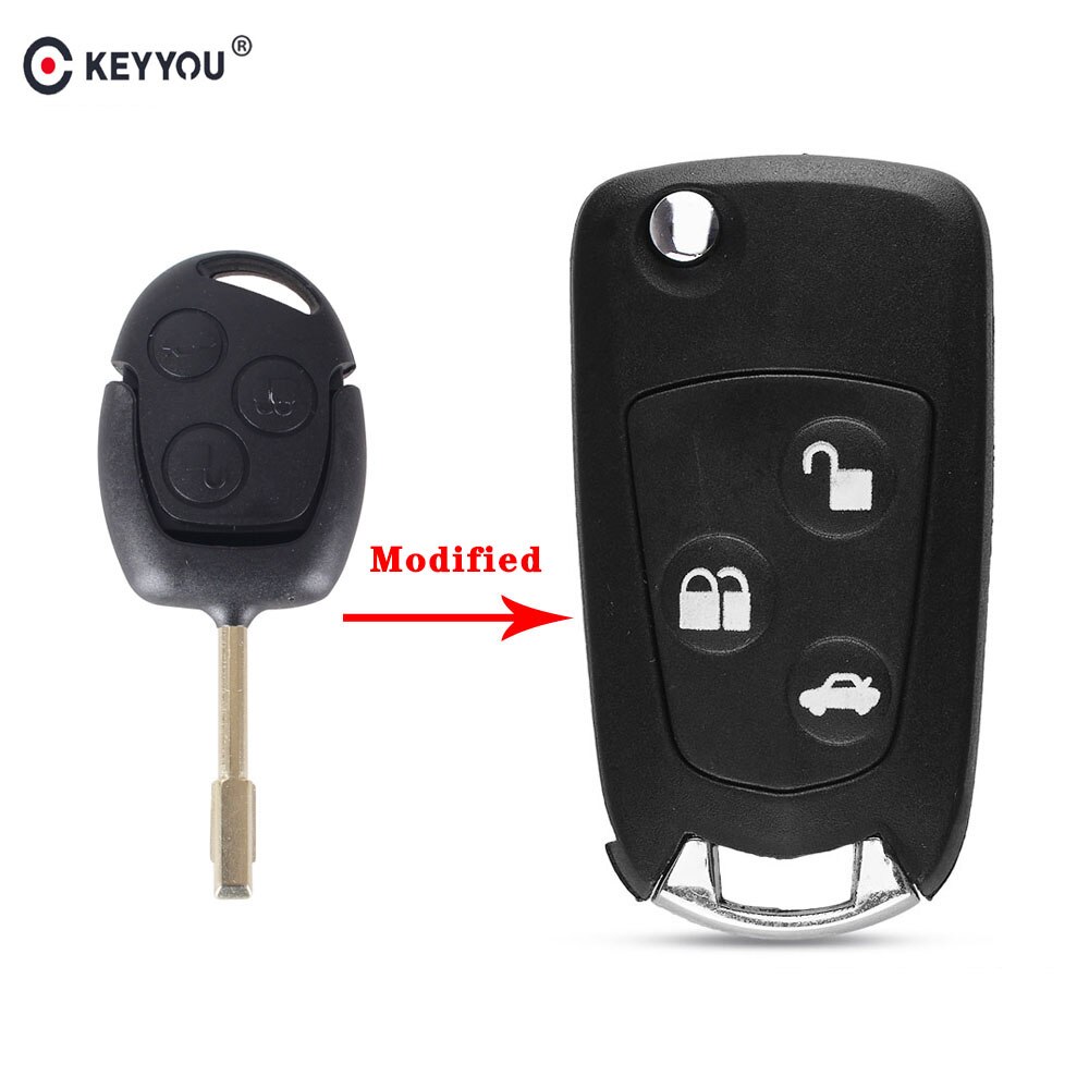Keyyou Vervanging 3 Knoppen Gewijzigd Afstandsbediening Vouwwagen Key Flip Shell Case Ongecensureerd Blanco Voor Ford Focus Mondeo Fiesta Ka
