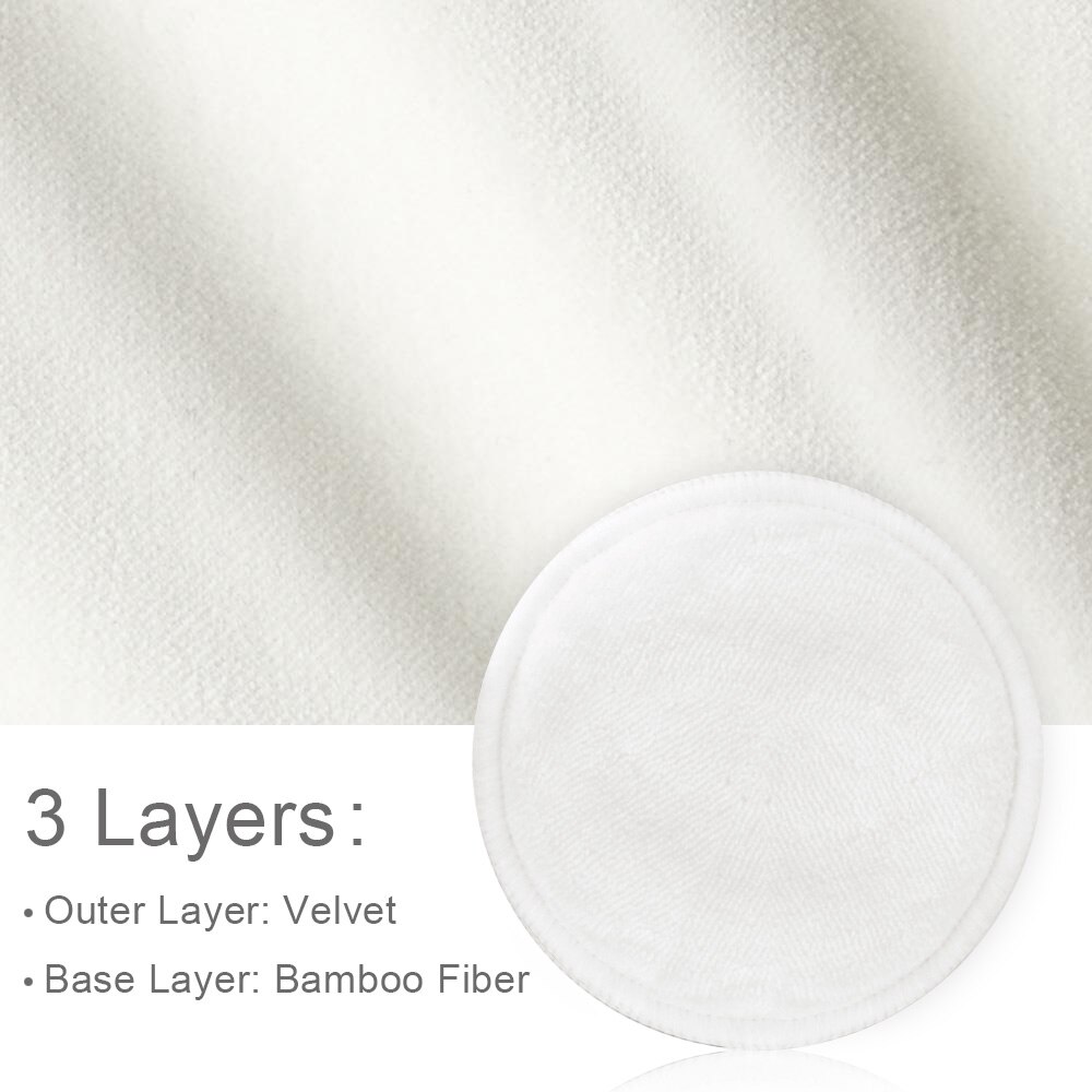 Mikrofiber sminke fjerner pads vaskbare gjenbrukbare rensende bomull ansiktsservietter naturlig bambus tre etterslep med mesh vaskepose