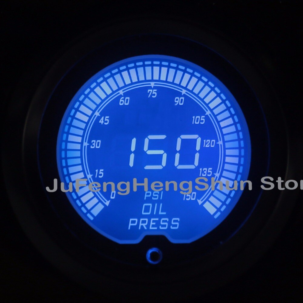 52mm Car Gauge 12V Oil Temperature Water Temp Turbo Boost Volt fuel Pressure Auto Gauges 7 Color Light Digital Meter + Sensor