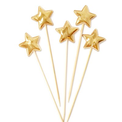 5 stk/pose fargerik stjerne hjerte krone gratulerer med dagen kake topper cupcake topper barn favoriserer bryllupsfest rekvisita hjemmedekorasjon: Gullstjerne