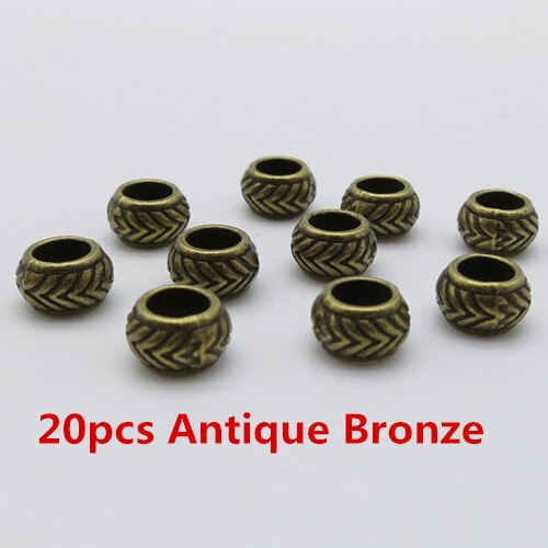 20 stk /50 stk sølv/bronze lille vikingehår fletning dreadlock skæg perler ringe til mænd kvinder hårpynt: 20 stk antik bronze