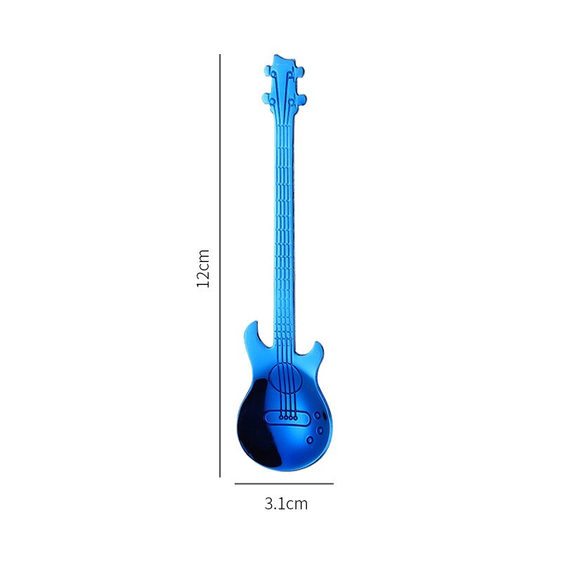 Edelstahl Kreative Kaffee Nachtisch Tee Löffel Musik Thema Gitarre bilden Eis Bar Musik Bar Löffel Küche Zubehör: Blau