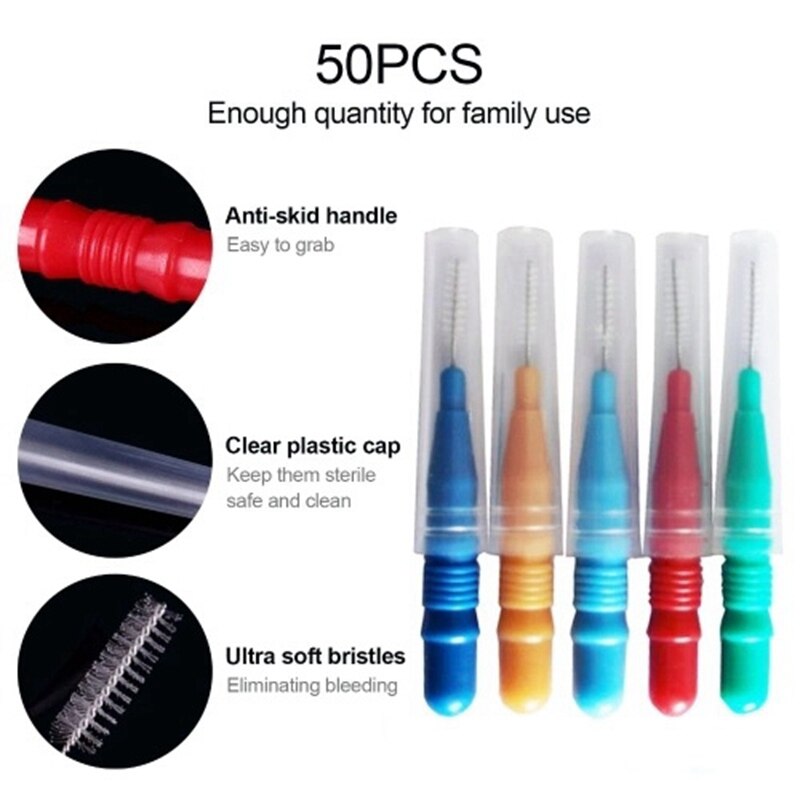 Cepillo Interdental para dientes, palillos suaves, 100 unidades