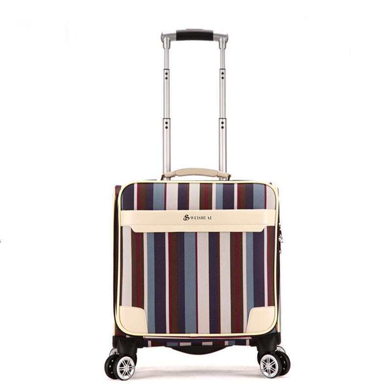 16 Inch Reizen Koffer Case Voor Vrouwen Trolley Reistassen Spinner Wielen Student Rolling Bagage Boarding Reizen Bagage: dark blue