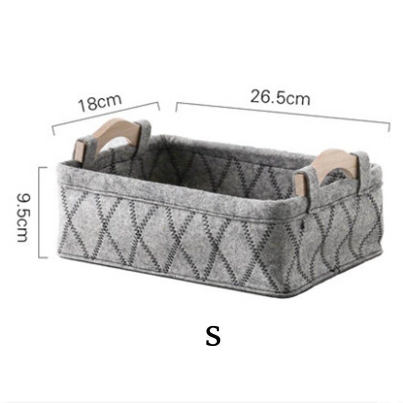 Inklapbare Opslag Bakken Opvouwbare Vilt Opslag Wasmand Organizer Carry Houten Handvat Doeken Speelgoed Dozen Containers: LighGrey - S