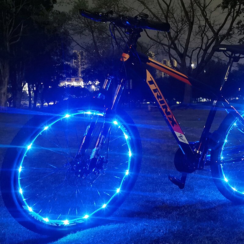 Motorrad Fahrrad Licht Außen Schnur Licht 2M/20LED Radfahren Fahrrad Fahrrad Räder gesprochen Licht Lampe Schnur Lichter draussen: Blau / Linie Typ