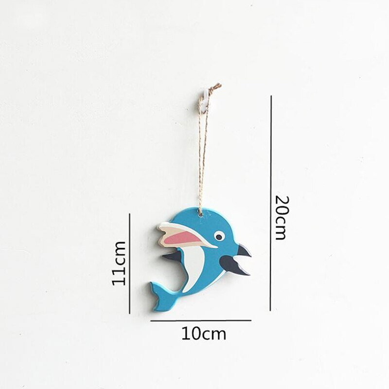 Vacker trä delfin dekoration sjöstjärna hängande snöre fisk dekoration medelhavsstil hänge display vägg rum