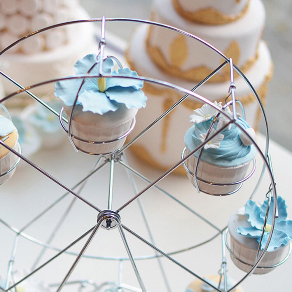 Soporte metálico para Magdalenas con forma de noria, soporte de exhibición para tartas y fiestas de cumpleaños y bodas