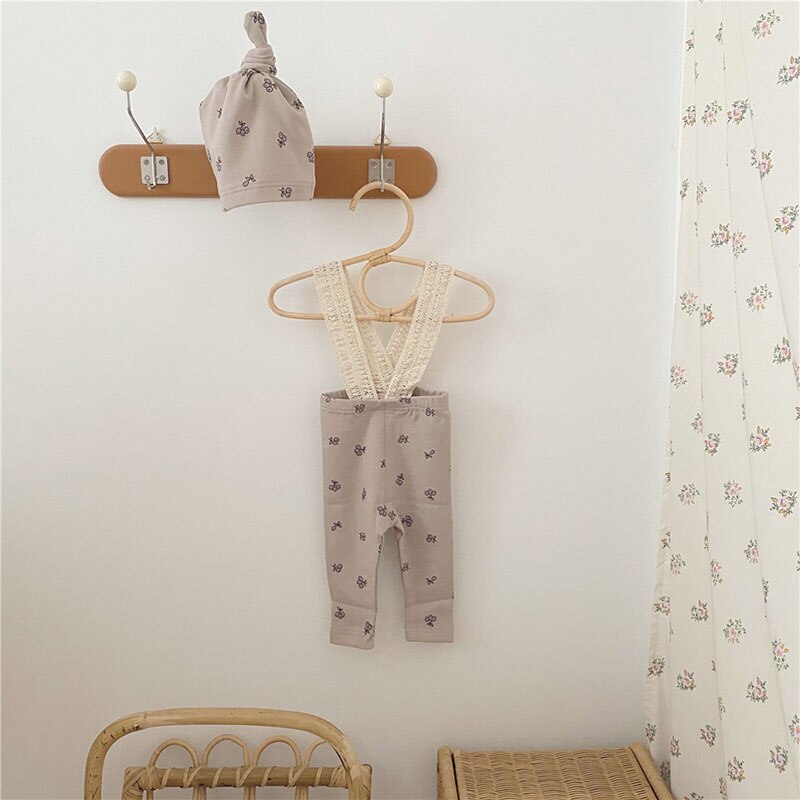 Melario -né bébé combinaison mignon printemps bébé coton doux ensemble avec chapeau enfant en bas âge fruits imprimer pantalon 0-24M: AH4670grey / 12M