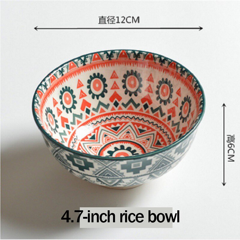 Platos bohemios de hueso de China, vajilla japonesa, juegos de platos para servir, platos de flores, juego de cena, comida, cocina moderna, comedor: 4.7 inch bowl x 6