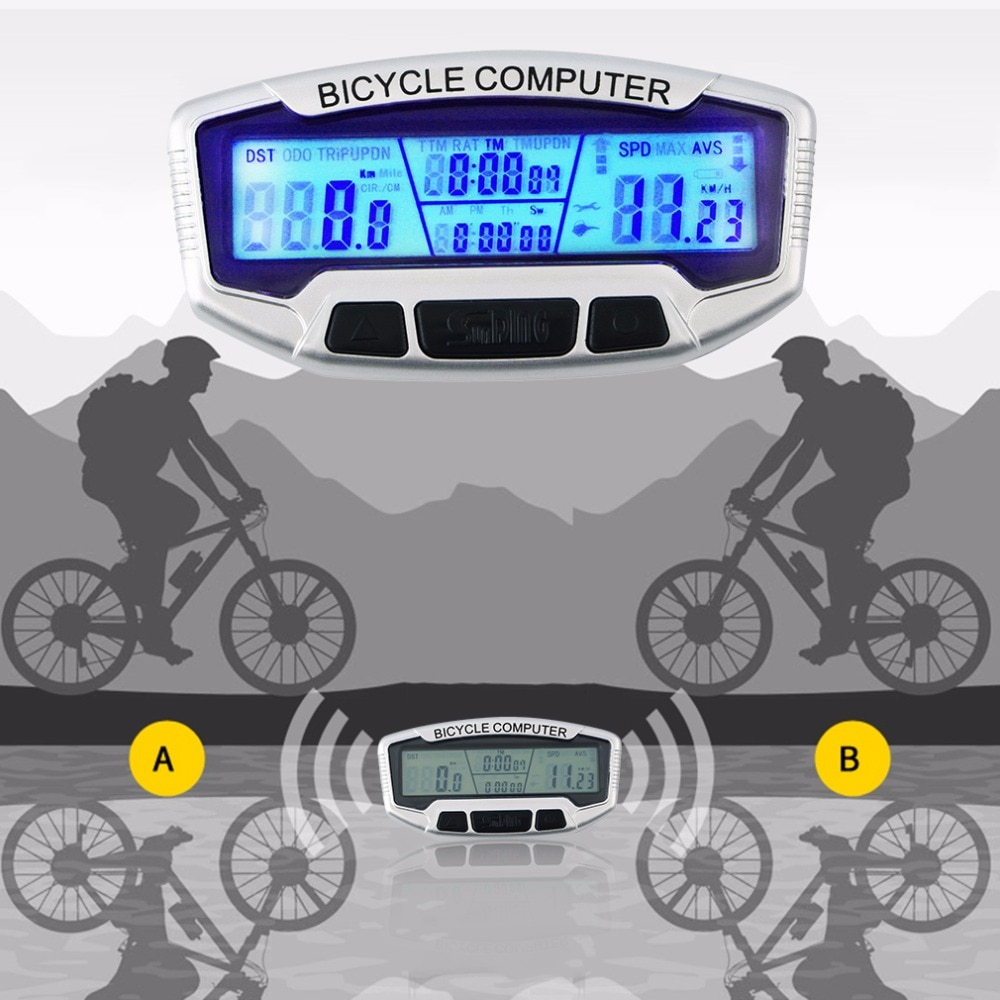 SunDing 558-A Wired Bike Computer With Backlight Luminous Waterproof Bicycle Odometer Speedometer Cycling Stopwatch Velometer