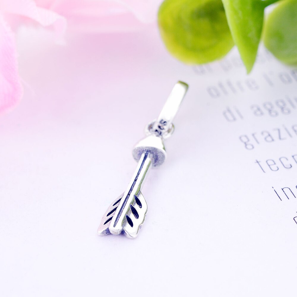 Valentine Day 925 Sterling Silver Shine Arrow Of Cupid Dangle Bead Fit Original Europe Charm Bracelet DIY Jewelry Pendant