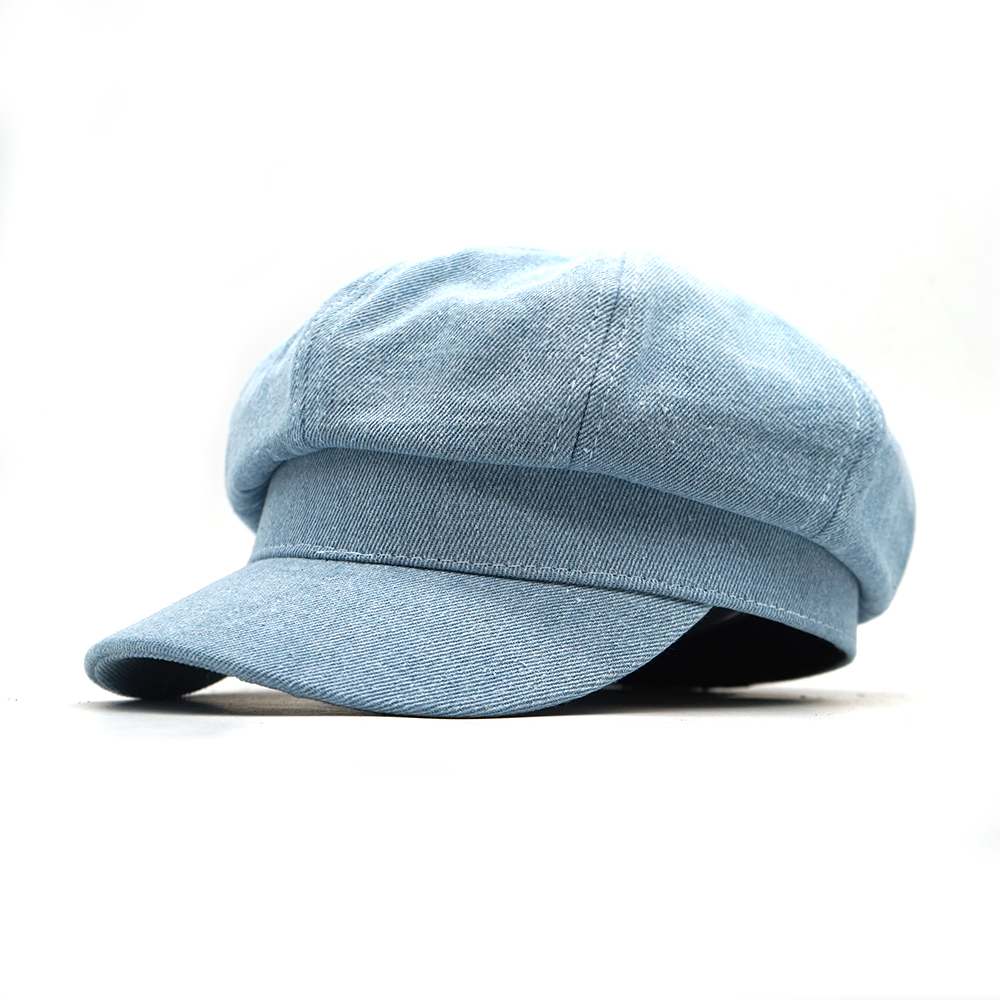 Women Leisure Octagonal Hat Ladies Denim Beret Hat Cowboy Cap Newsboy Gatsby Cap Octagonal Baker Peaked Beret Driving Hat: 3