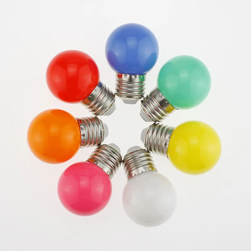 Farvet led-pære  e27 220v g45 3w 6 farver rgb-lampe led-lampe dekoration julelamper husholdningspære: Hvid / 30 stk