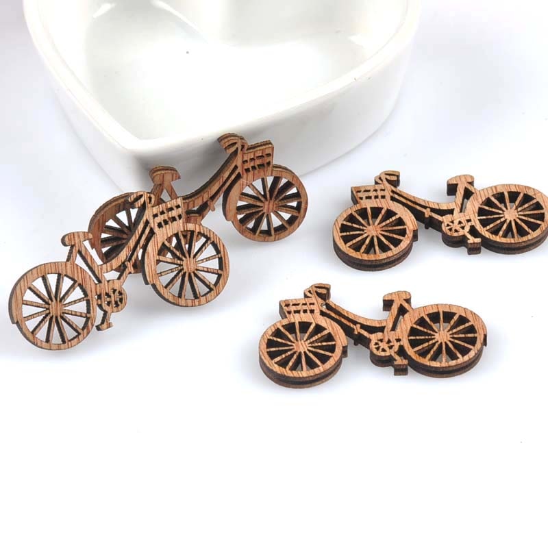 Estampado de bicicleta VINTAGE, álbum de recortes de madera, Carft, accesorios hechos a mano, decoraciones para el hogar, 49x29mm, 20 Uds., M1676