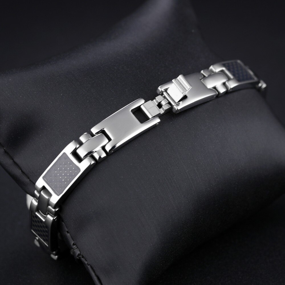 Trustylan 9Mm Brede Power Verhogen Magnetische Heren Armbanden Sieraden Zwart Roestvrij Staal Gezondheid Armband Cadeaus Voor Mannen