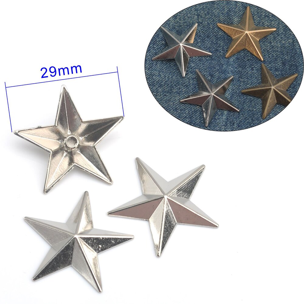 60 set/lote 29mm de aleación de zinc de remaches de metal star vaqueros prendas remaches alumbre de níquel negro bronce dorado ZD-026